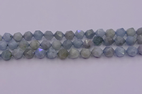 CAQ793 15.5 inches 12mm faceted nuggets aquamarine gemstone beads