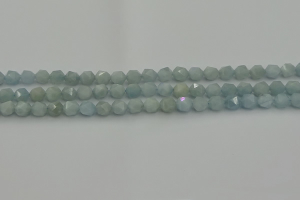 CAQ796 15.5 inches 6mm faceted nuggets aquamarine gemstone beads