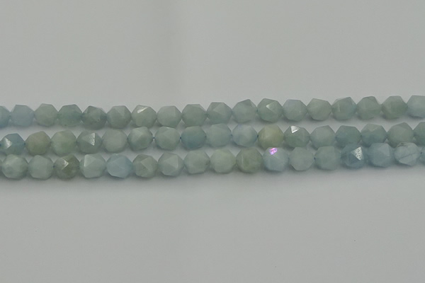 CAQ797 15.5 inches 8mm faceted nuggets aquamarine gemstone beads