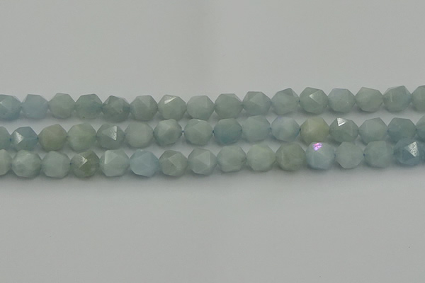 CAQ798 15.5 inches 10mm faceted nuggets aquamarine gemstone beads