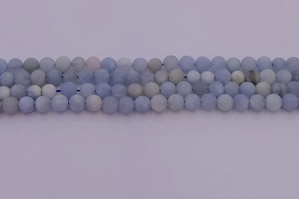 CAQ811 15.5 inches 6mm round matte aquamarine beads wholesale