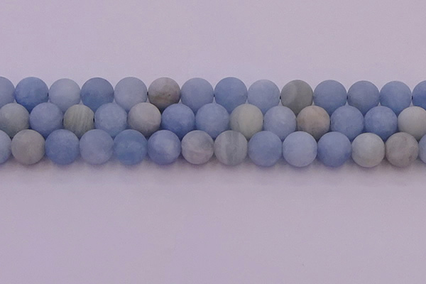 CAQ813 15.5 inches 10mm round matte aquamarine beads wholesale
