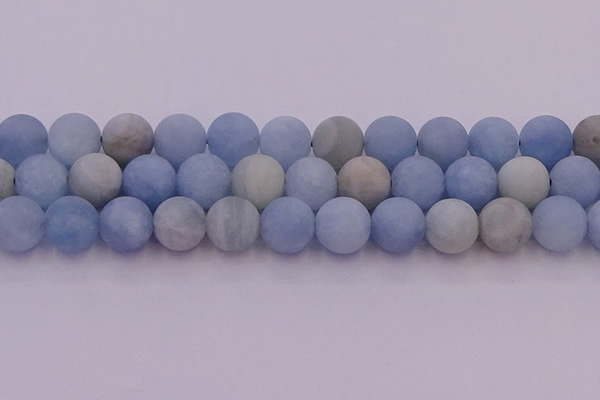 CAQ814 15.5 inches 12mm round matte aquamarine beads wholesale