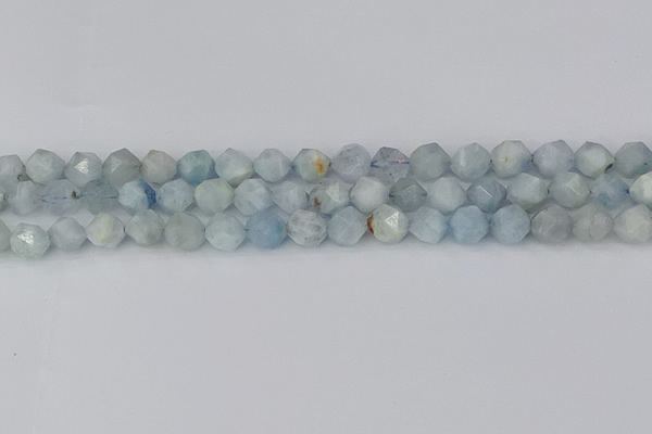 CAQ832 15.5 inches 8mm faceted nuggets aquamarine beads