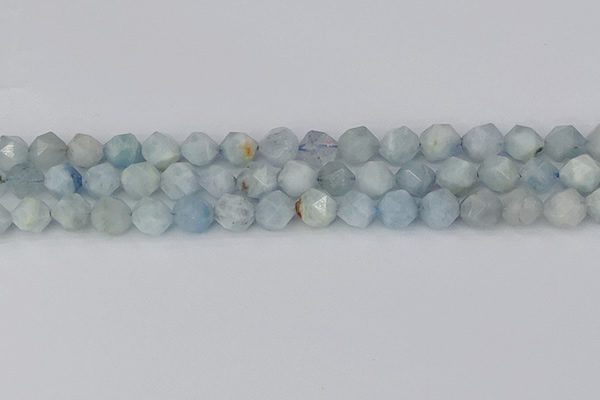 CAQ833 15.5 inches 10mm faceted nuggets aquamarine beads