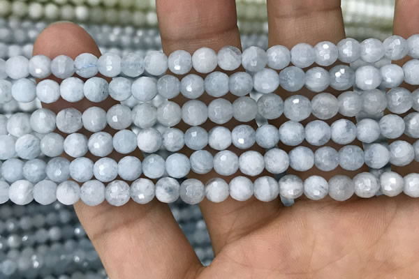 CAQ848 15.5 inches 6mm faceted round aquamarine beads wholesale