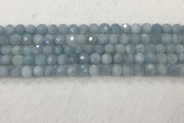 CAQ858 15.5 inches 6mm faceted round aquamarine gemstone beads