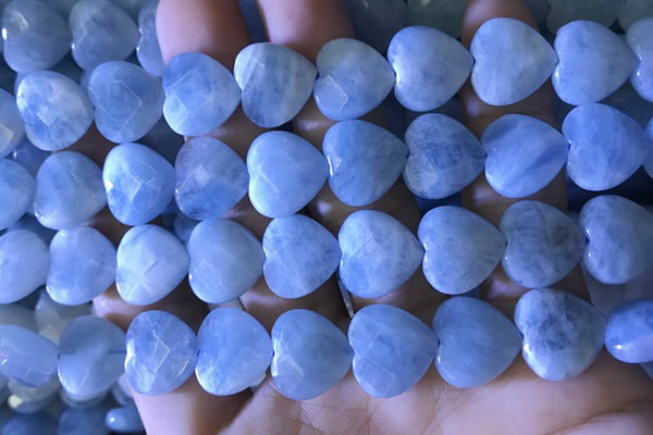 CAQ860 15.5 inches 13*14mm faceted heart aquamarine beads