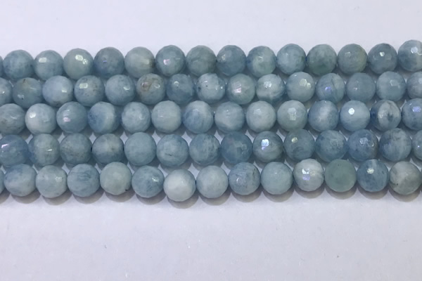 CAQ871 15.5 inches 8mmm faceted round aquamarine beads wholesale