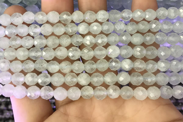 CAQ875 15.5 inches 6mm faceted round aquamarine gemstone beads