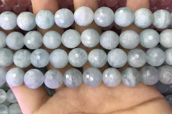 CAQ879 15.5 inches 11mm faceted round aquamarine gemstone beads