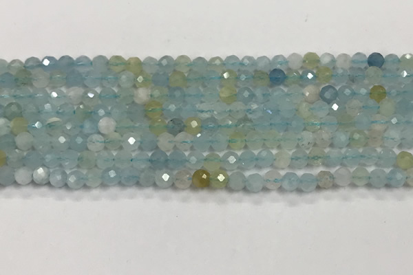 CAQ881 15.5 inches 3.5mm faceted round tiny aquamarine beads