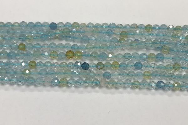 CAQ883 15.5 inches 3.5mm faceted round tiny aquamarine beads