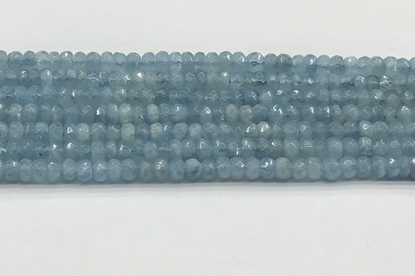 CAQ890 15.5 inches 3.5*6mm faceted rondelle aquamarine beads