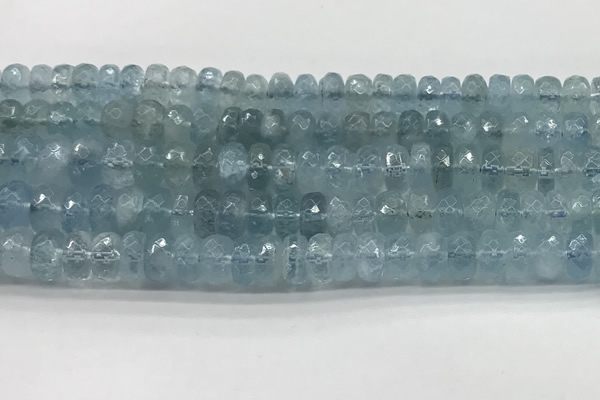 CAQ893 15.5 inches 5*9mm - 5*10mm faceted rondelle aquamarine beads