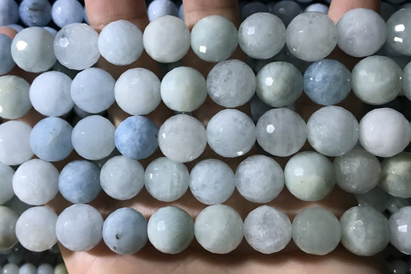 CAQ904 15.5 inches 12mm faceted round aquamarine beads