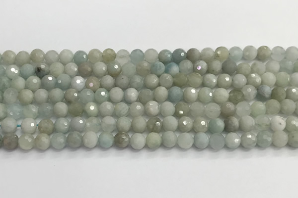 CAQ911 15.5 inches 6mm faceted round aquamarine beads wholesale