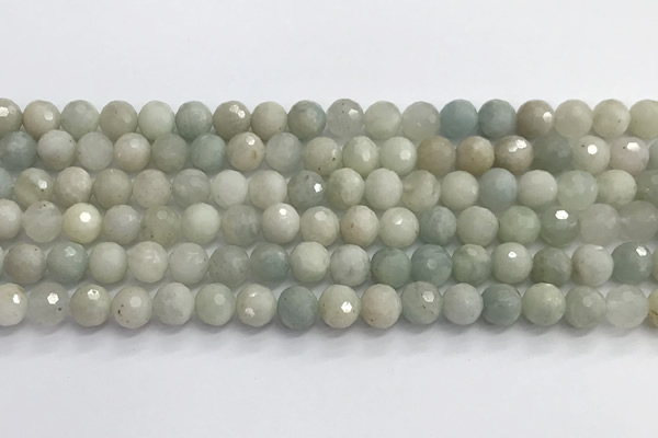 CAQ912 15.5 inches 8mm faceted round aquamarine beads wholesale