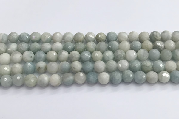 CAQ913 15.5 inches 10mm faceted round aquamarine beads wholesale
