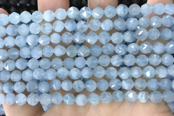 CAQ922 15.5 inches 6mm faceted nuggets aquamarine gemstone beads