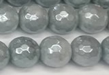 CAQ926 15 inches 8mm faceted round AB-color imitation aquamarine beads