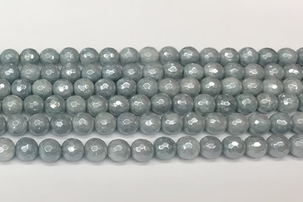 CAQ926 15 inches 8mm faceted round AB-color imitation aquamarine beads