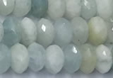 CAQ953 15 inches 6*8mm faceted rondelle aquamarine beads