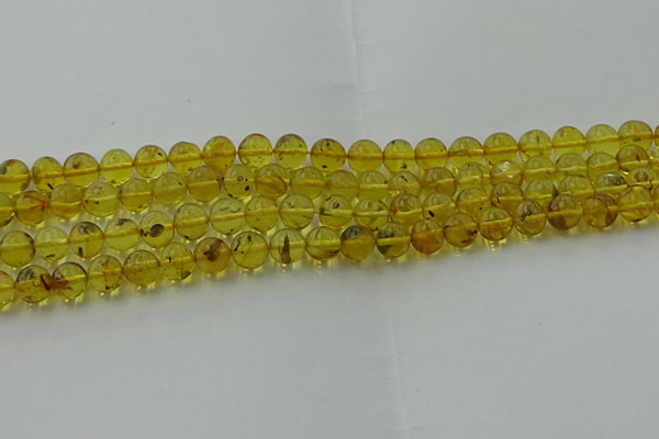 CAR522 15.5 inches 7mm - 8mm round natural amber beads wholesale