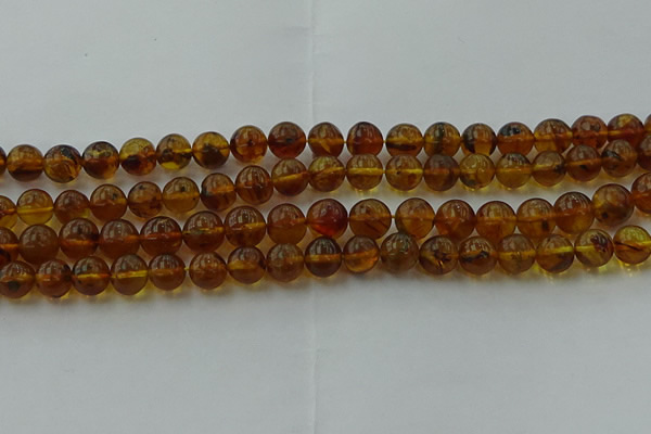 CAR527 15.5 inches 7mm - 8mm round natural amber beads wholesale