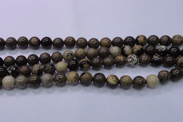 CAR53 15.5 inches 10mm round yellow artistic jasper beads