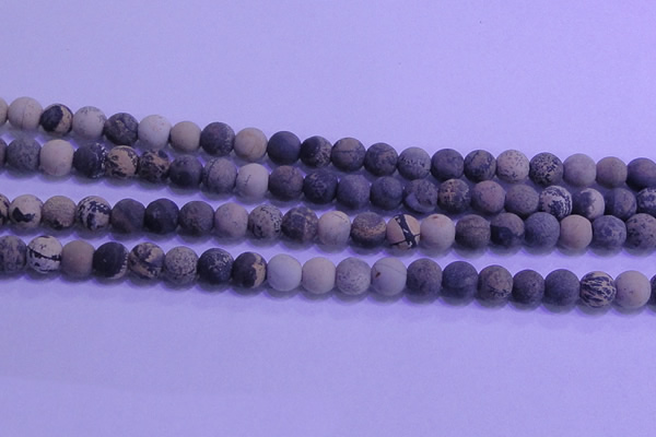 CAR62 15.5 inches 8mm round matte yellow artistic jasper beads