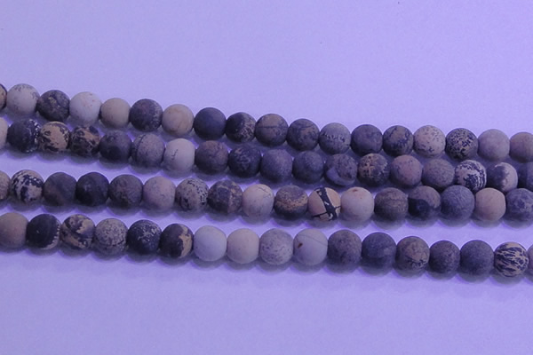 CAR64 15.5 inches 12mm round matte yellow artistic jasper beads