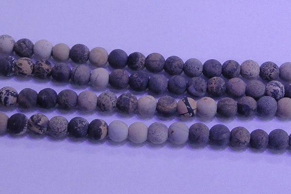 CAR65 15.5 inches 14mm round matte yellow artistic jasper beads