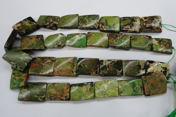 CAT142 18*25mm twisted rectangle dyed natural aqua terra jasper beads