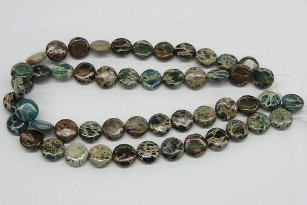 CAT5009 15.5 inches 16mm flat round natural aqua terra jasper beads