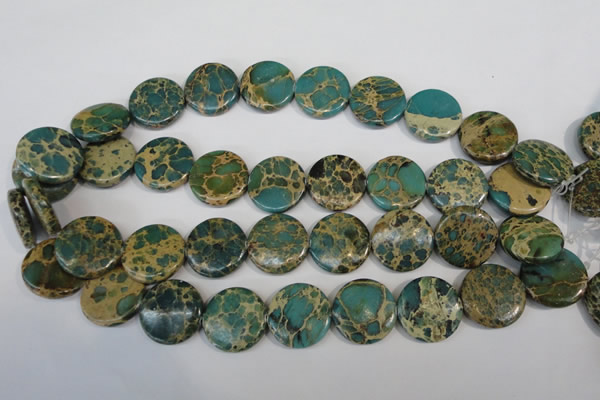 CAT5032 15.5 inches 22mm flat round natural aqua terra jasper beads
