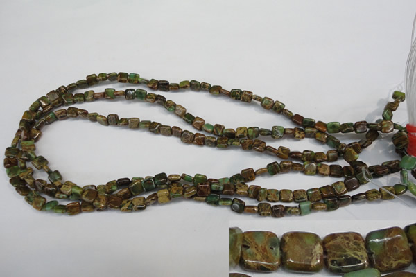 CAT5037 15.5 inches 6*6mm square natural aqua terra jasper beads
