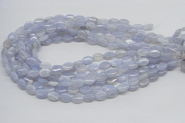 CBC09 15.5 inches 10*14mm oval blue chalcedony beads wholesale