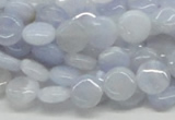 CBC11 15.5 inches 10mm flat round blue chalcedony beads wholesale