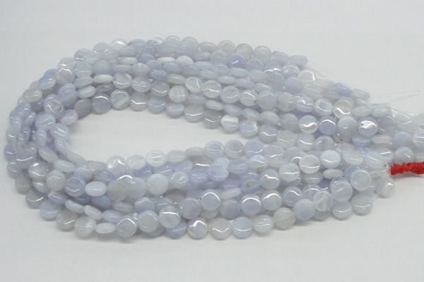 CBC11 15.5 inches 10mm flat round blue chalcedony beads wholesale