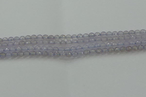 CBC435 15.5 inches 6mm faceted round purple chalcedony beads