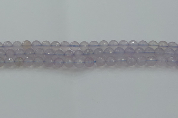 CBC436 15.5 inches 8mm faceted round purple chalcedony beads