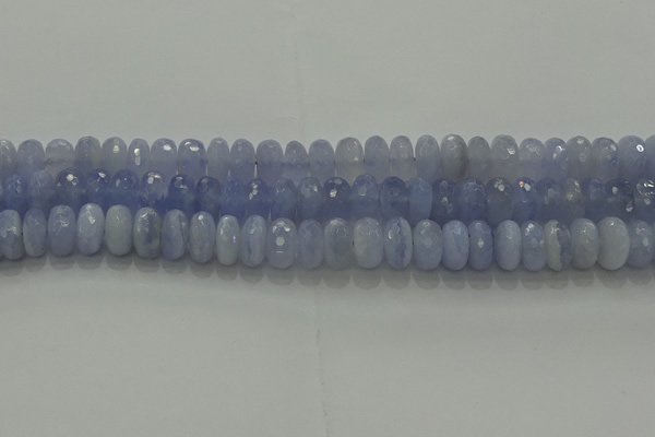 CBC448 15.5 inches 7*12mm faceted rondelle blue chalcedony beads