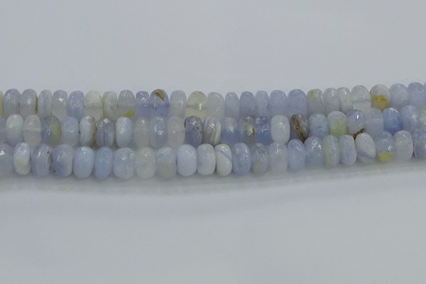 CBC466 15.5 inches 6*10mm faceted rondelle blue chalcedony beads