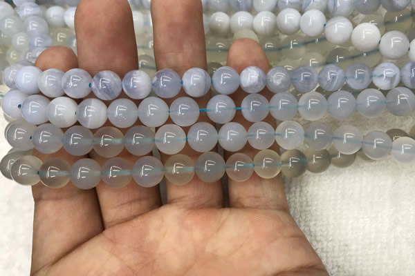 CBC712 15.5 inches 8mm round blue chalcedony beads wholesale