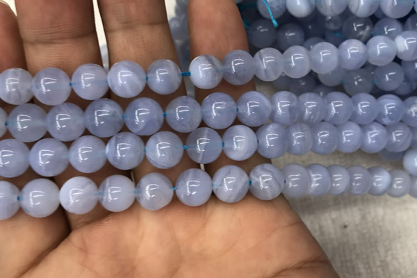 CBC720 15.5 inches 8mm round blue chalcedony gemstone beads