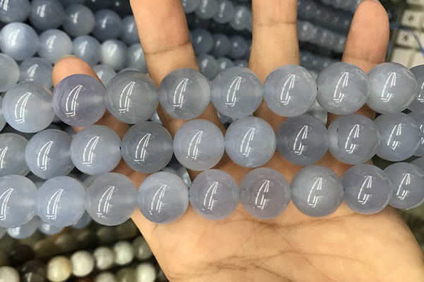 CBC736 15.5 inches 16mm round blue chalcedony beads wholesale