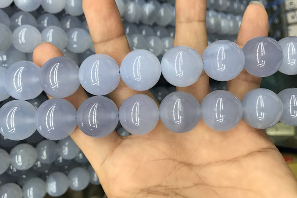 CBC737 15.5 inches 18mm round blue chalcedony beads wholesale