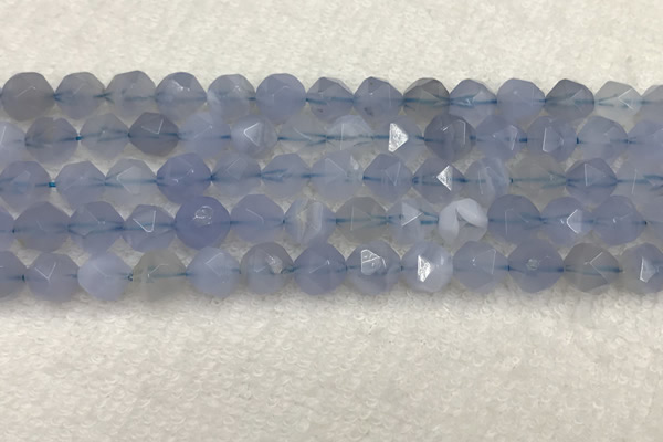 CBC741 15.5 inches 8mm faceted nuggets blue chalcedony beads