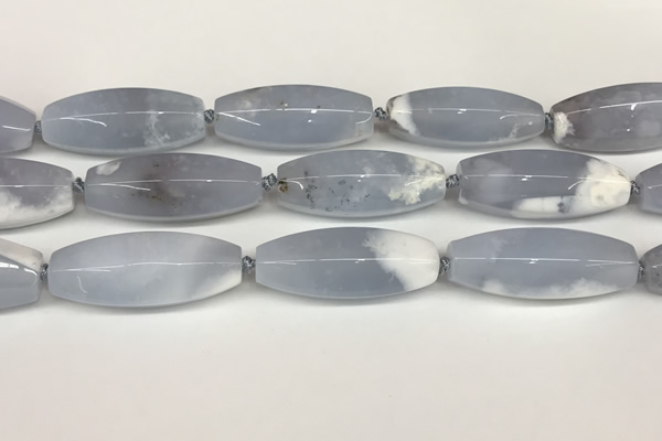 CBC783 15.5 inches 18*45mm rice blue chalcedony beads
